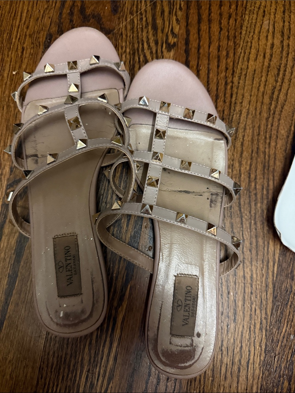 Nude  Rockstud Multi-Strap Slide Sandals